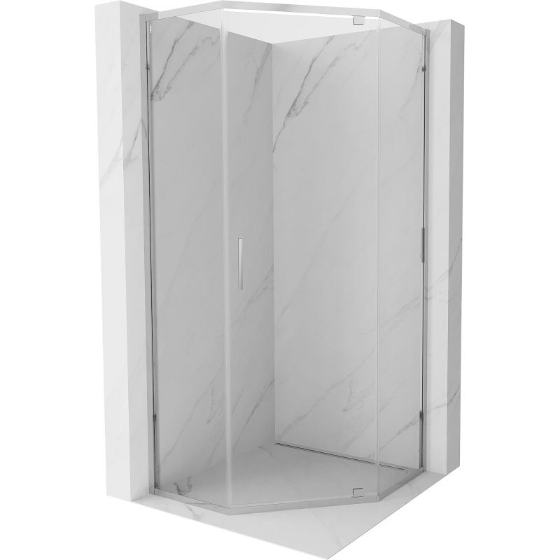 Mexen Exo cabine de douche pentagonale pivotante 100 x 100 cm, transparent, chrome - 812-100-100-01-00