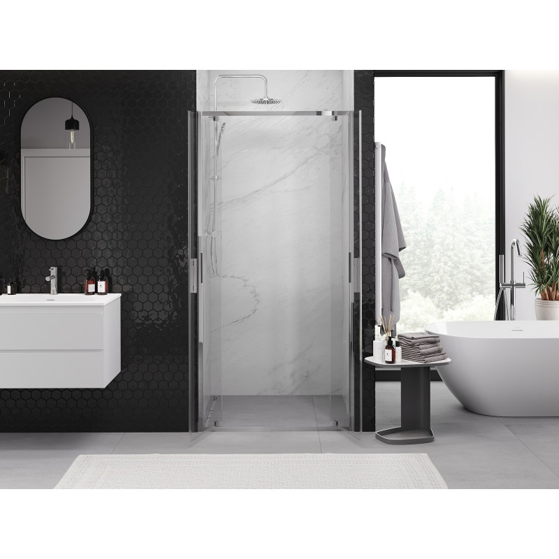 Mexen Exo-BR Duo portes de douche pivotantes doubles 100 cm, transparent, chromé - 8182-100-000-01-00
