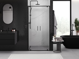 Mexen Exo portes de douche doubles à charnières 70 cm, transparentes, noires - 8182-070-000-70-00