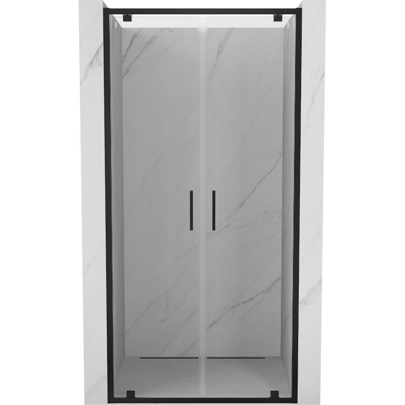 Mexen Exo portes de douche doubles pivotantes 90 cm, transparentes, noires - 8182-090-000-70-00