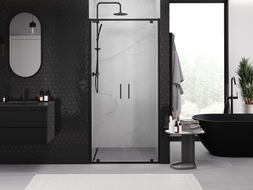 Mexen Exo-BR Duo portes de douche doubles pivotantes 100 cm, transparentes, noires - 8182-100-000-70-00