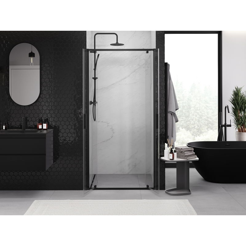 Mexen Exo porte de douche double battante 90 cm, transparent, noir - 8182-090-000-70-00