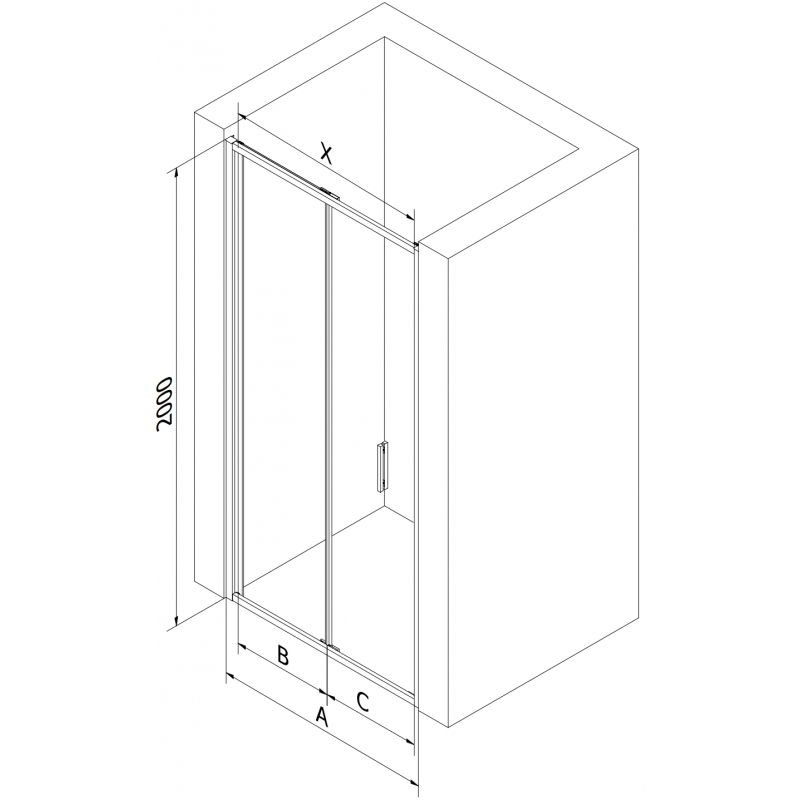 Mexen Exo porte de douche pliante 80 cm, transparent, noir - 816-080-000-70-00
