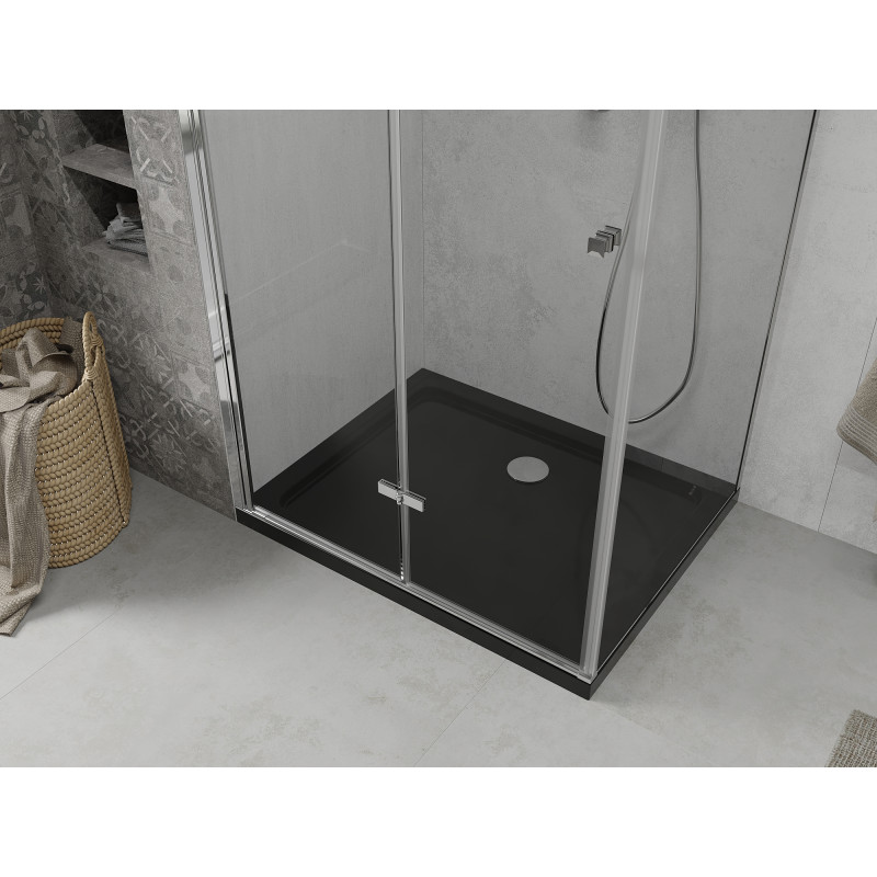 Mexen Lima cabine de douche pliante 120 x 90 cm, transparent, chrome + bac Flat, noir - 856-120-090-01-00-4070