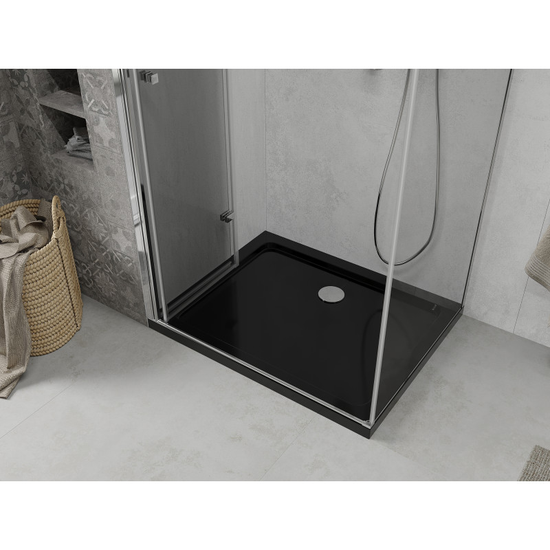 Mexen Lima cabine de douche pliante 120 x 90 cm, transparent, chrome + bac Flat, noir - 856-120-090-01-00-4070