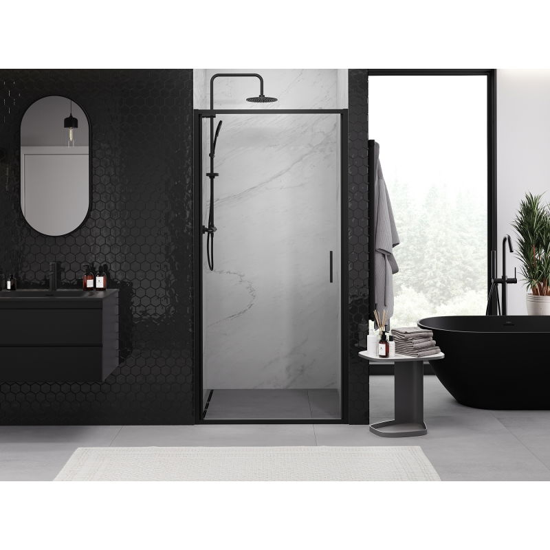 Mexen Exo portes de douche pivotantes 80 cm, transparentes, noires - 817-080-000-70-00