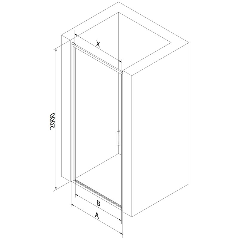 Mexen Exo-B porte de douche battante 80 cm, transparent, noir - 817-080-000-70-00