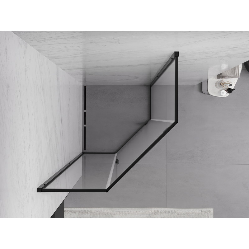 Mexen Exo-R cabine de douche pentagonale pivotante 90 x 90 cm, transparente, noire - 812-090-090-70-00