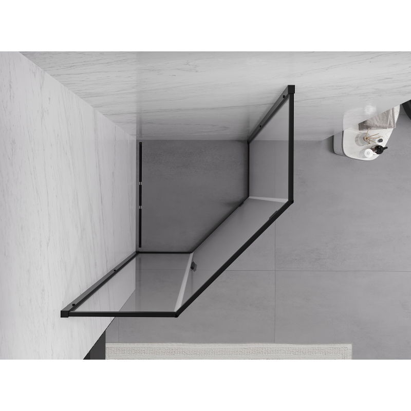 Mexen Exo cabine de douche pentagonale pivotante 100 x 100 cm, transparente, noire - 812-100-100-70-00