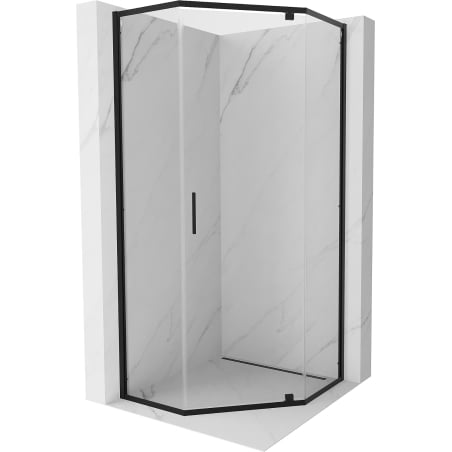 Mexen Exo cabine de douche pentagonale pivotante 100 x 100 cm, transparente, noire - 812-100-100-70-00
