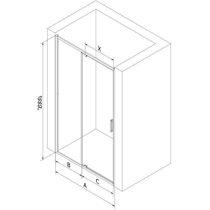 Mexen Exo-R porte de douche battante 90 cm, transparent, noir - 819-090-000-70-00