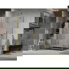 Mexen Lima cabine de douche pliante 80 x 100 cm, transparent, dorée + receveur Flat, noir - 856-080-100-50-00-4070G