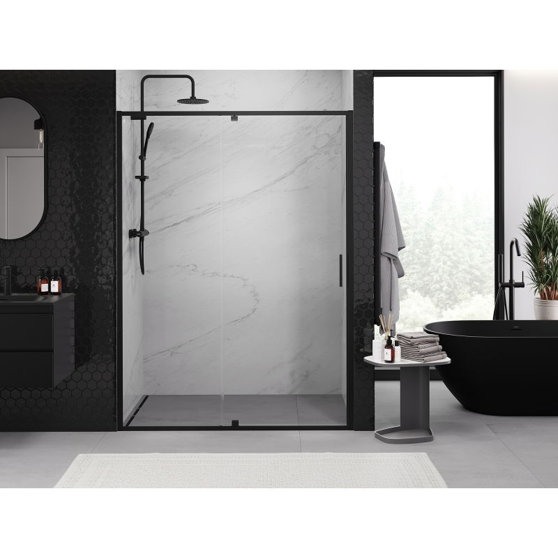 Mexen Exo porte de douche battante 155 cm, transparent, noir - 819-155-000-70-00