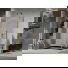 Mexen Lima cabine de douche pliante 80 x 100 cm, transparent, dorée + receveur Flat, noir - 856-080-100-50-00-4070G