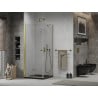 Mexen Lima cabine de douche pliante 80 x 80 cm, transparent, dorée + receveur Flat, noir - 856-080-080-50-00-4070G