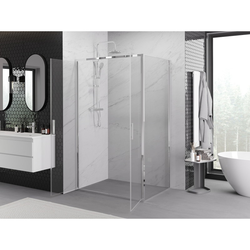 Mexen Exo-B Duo cabine de douche pivotante 80 x 75 cm, transparent, chrome - 814-080-075-01-00