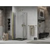 Mexen Lima cabine de douche pliante 80 x 80 cm, transparent, dorée + receveur Flat, noir - 856-080-080-50-00-4070G
