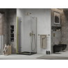 Mexen Lima cabine de douche pliante 80 x 80 cm, transparente, dorée + receveur de douche Flat, noir - 856-080-080-50-00-4070G