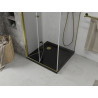 Mexen Lima cabine de douche pliante 90 x 90 cm, transparente, dorée + receveur de douche Flat, noir - 856-090-090-50-00-4070G