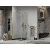 Mexen Lima cabine de douche pliante 90 x 90 cm, transparente, dorée + receveur de douche Flat, noir - 856-090-090-50-00-4070G