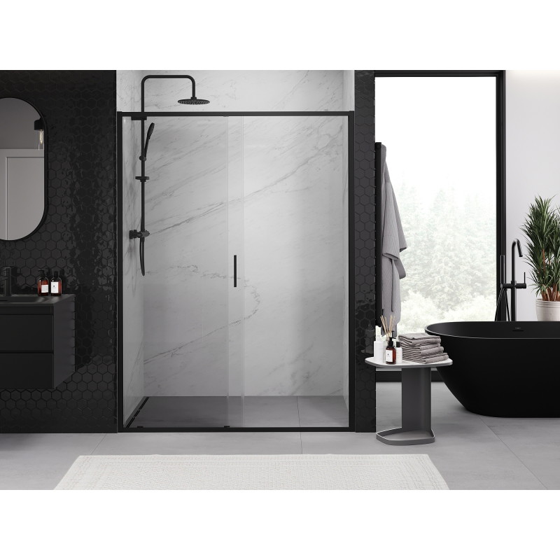 Mexen Exo-S portes de douche coulissantes 150 cm, transparentes, noires - 8151-150-000-70-00