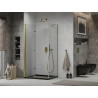 Mexen Lima cabine de douche pliante 100 x 80 cm, transparent, doré + receveur Flat, noir - 856-100-080-50-00-4070G