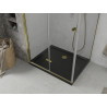 Mexen Lima cabine de douche pliante 100 x 90 cm, transparente, or + receveur de douche Flat, noir - 856-100-090-50-00-4070G