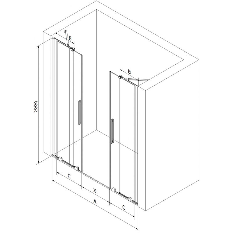 Mexen Velar Duo portes de douche coulissantes 140 cm, graphite, gris canon brossé - 871-140-000-42-66