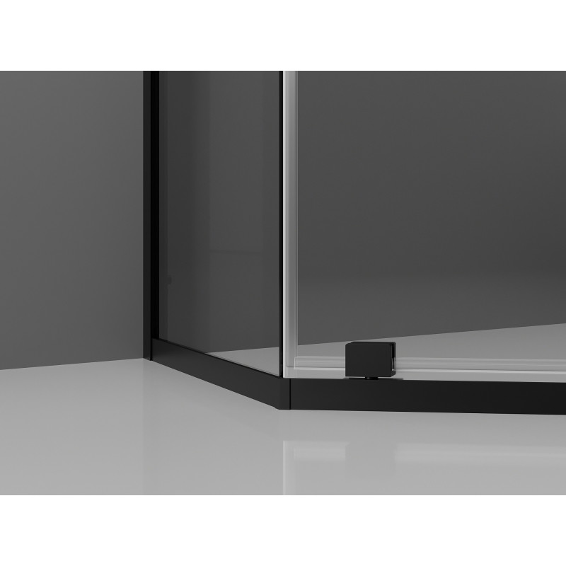 Mexen Exo-R cabine de douche pentagonale pivotante 90 x 90 cm, transparente, noire - 812-090-090-70-00