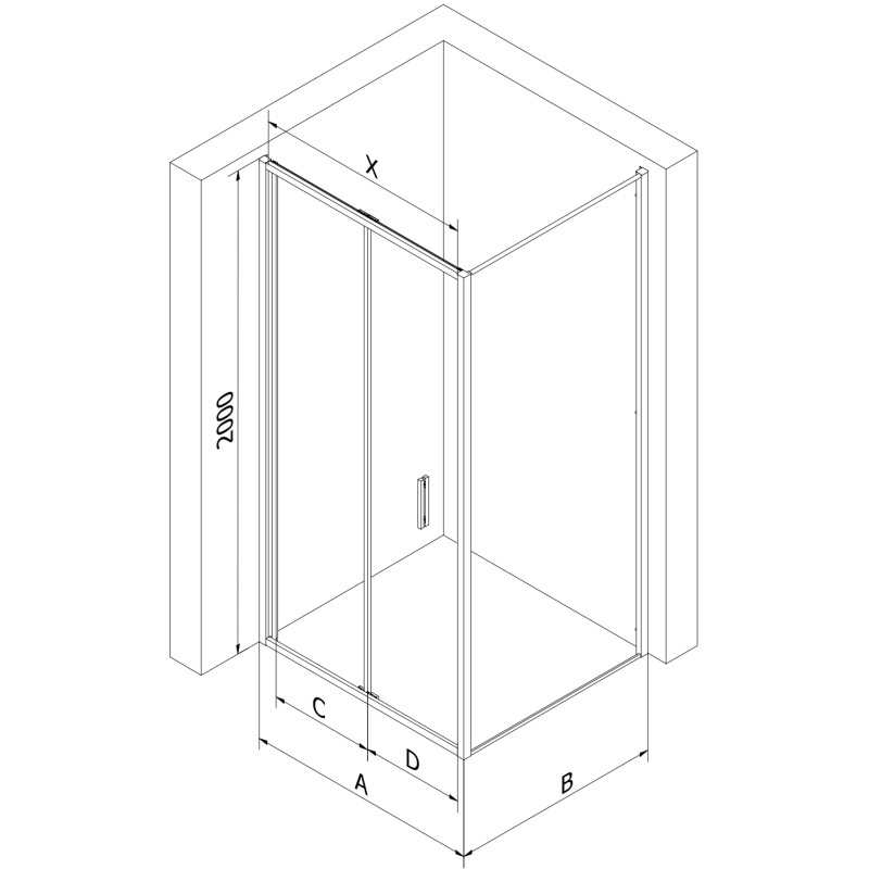 Mexen Exo-F cabine de douche pliante 75 x 75 cm, transparente, chromée - 816-075-075-01-00
