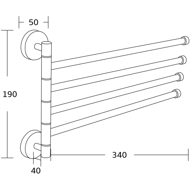 Mexen porte-serviettes pivotant quadruple, chromé - 7039244-00