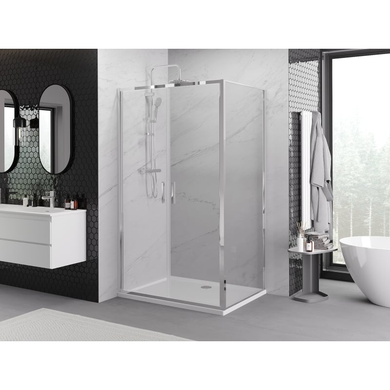 Mexen Exo cabine de douche pivotante 90 x 70 cm, transparent, chrome - 814-090-070-01-00