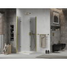 Mexen Lima Duo cabine de douche pliante 90 x 90 cm, transparente, dorée + bac à douche plat - 856-090-090-50-02-4010G