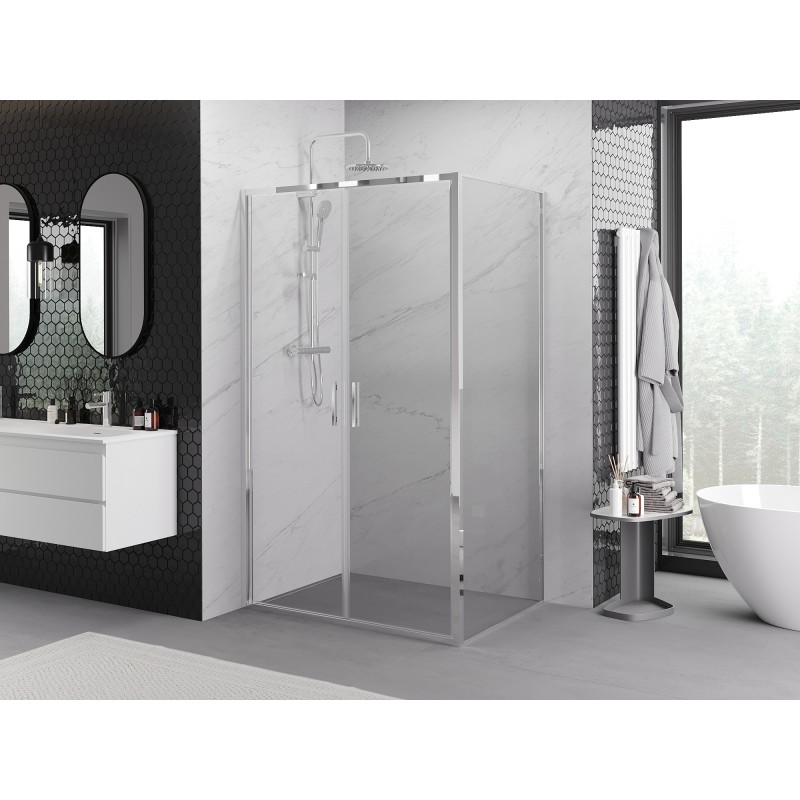 Mexen Exo-B Duo cabine de douche pivotante 100 x 80 cm, transparente, chrome - 814-100-080-01-00