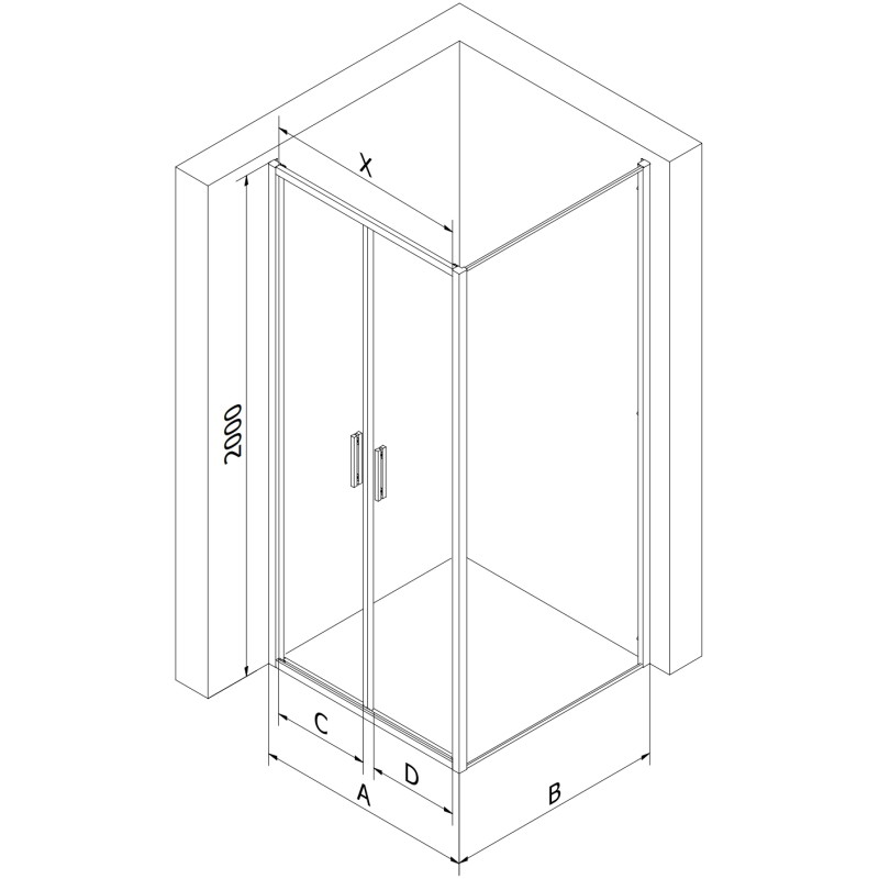 Mexen Exo-B Duo cabine de douche pivotante 100 x 80 cm, transparente, chrome - 814-100-080-01-00