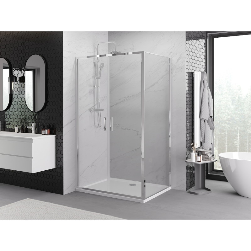 Mexen Exo-B Duo cabine de douche pivotante 70 x 85 cm, transparent, chrome - 814-070-085-01-00