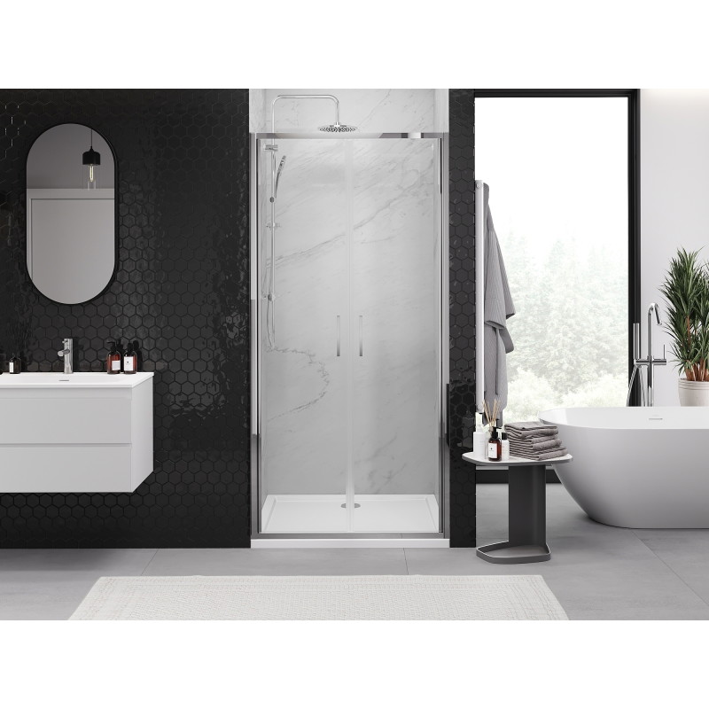 Mexen Exo-B Duo portes de douche doubles pivotantes 80 cm, transparentes, chromées - 814-080-000-01-00