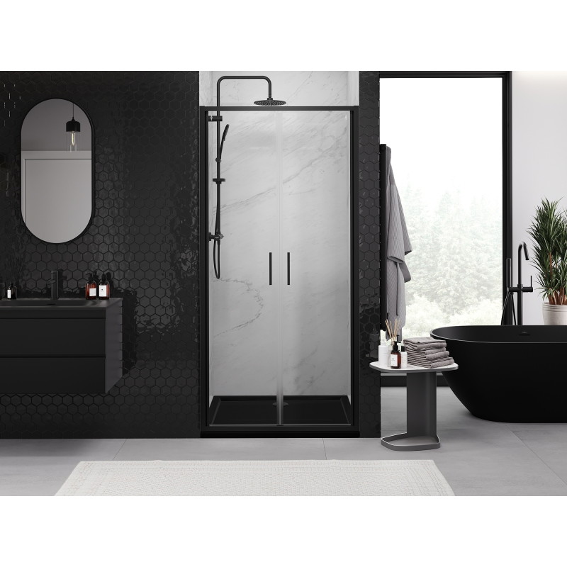 Mexen Exo-B Duo portes de douche doubles à charnières 80 cm, transparentes, noires - 814-080-000-70-00