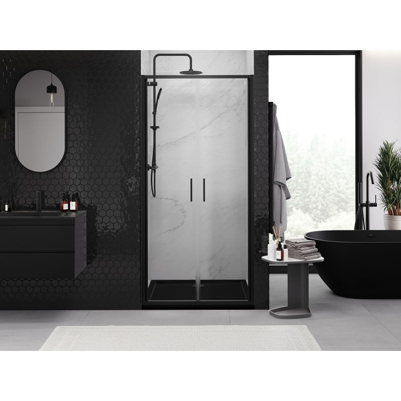 Mexen Exo portes de douche doubles pivotantes 70 cm, transparentes, noires - 814-070-000-70-00