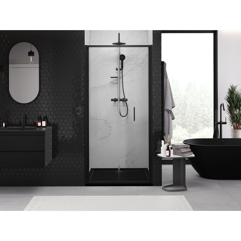Mexen Exo portes de douche pliantes 100 cm, transparentes, noires - 816-100-000-70-00