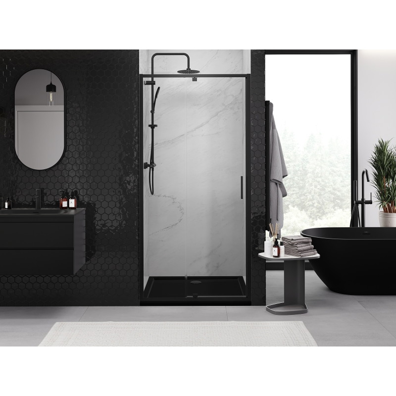 Mexen Exo-R portes de douche battantes 115 cm, transparentes, noires - 819-115-000-70-00