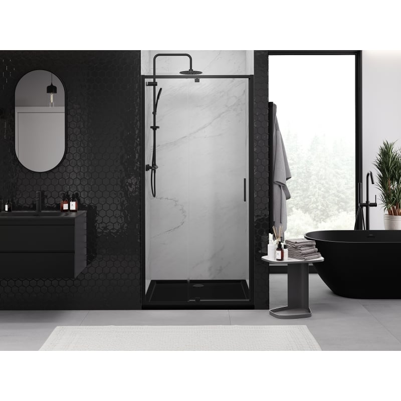 Mexen Exo porte de douche battante 100 cm, transparent, noir - 819-100-000-70-00