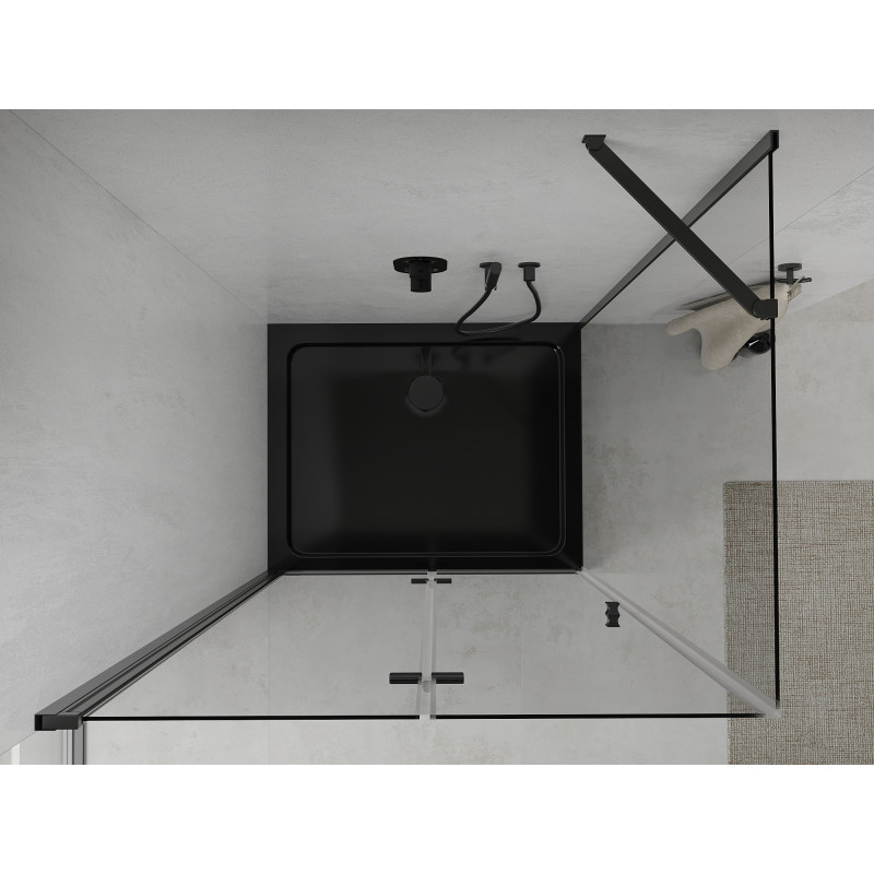 Mexen Lima cabine de douche pliable 90 x 100 cm, transparent, noir + receveur Flat, noir - 856-090-100-70-00-4070B