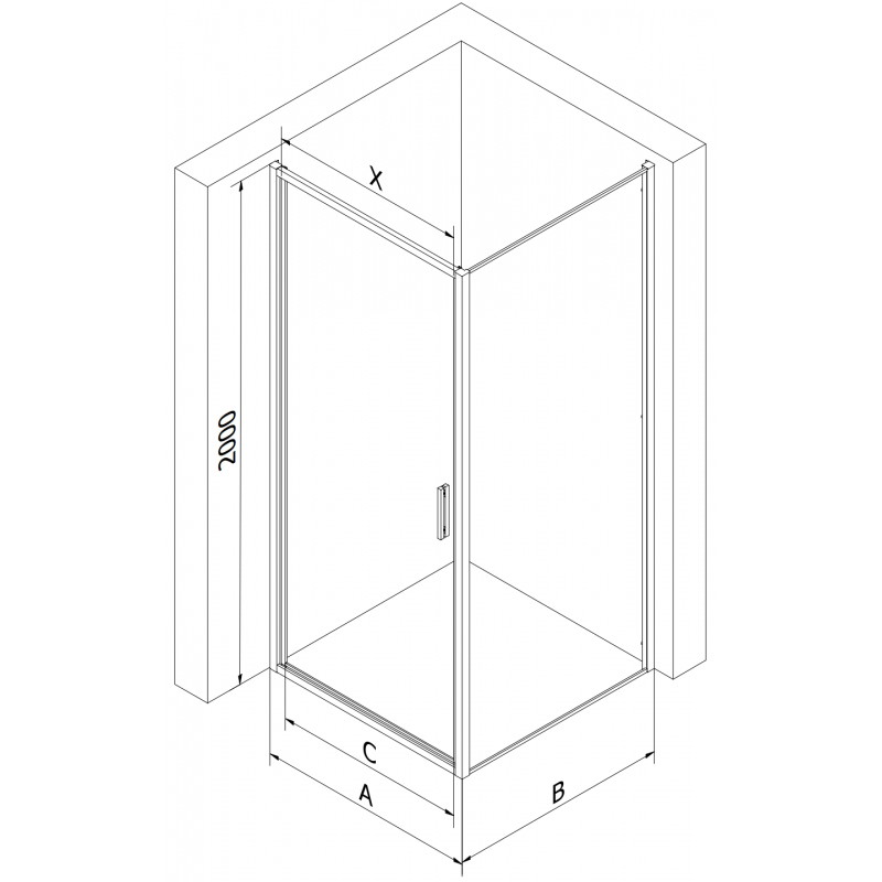 Mexen Exo cabine de douche pivotante 95 x 85 cm, transparent, chromé - 817-095-085-01-00