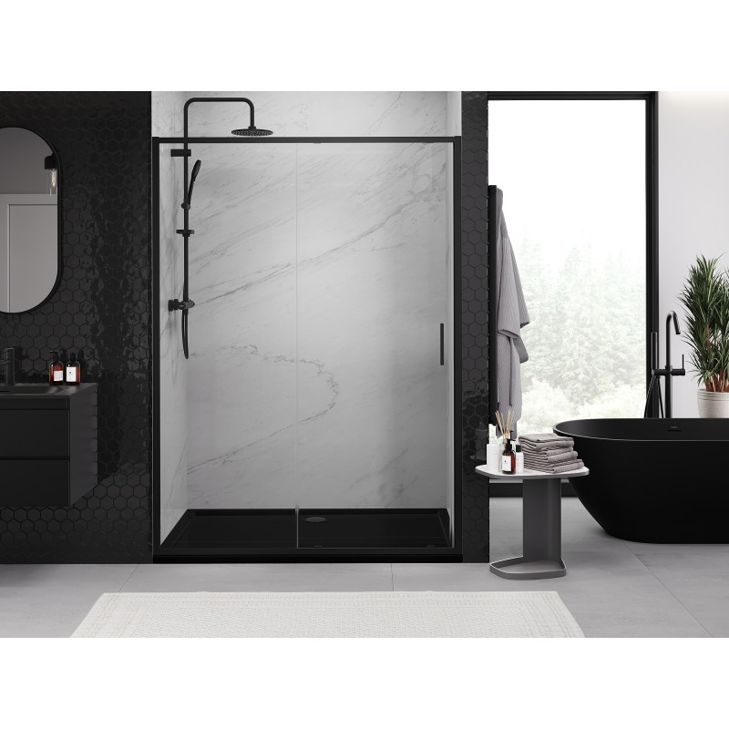 Mexen Exo-S portes de douche coulissantes 150 cm, transparentes, noires - 8151-150-000-70-00
