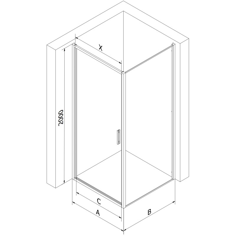 Mexen Exo-B cabine de douche pivotante 95 x 100 cm, transparent, chromé - 817-095-100-01-00
