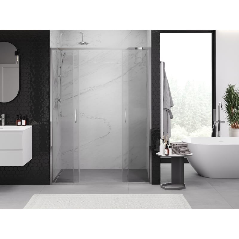 Mexen Exo-S Duo portes de douche doubles coulissantes 150 cm, transparentes, chromées - 8152-150-000-01-00