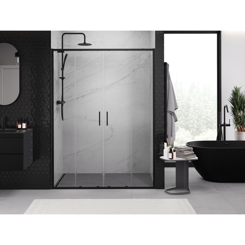 Mexen Exo porte de douche double coulissantes 130 cm, transparentes, noires - 8152-130-000-70-00