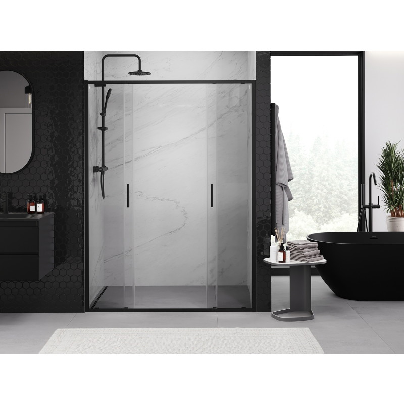 Mexen Exo-S Duo portes de douche coulissantes doubles 130 cm, transparentes, noires - 8152-130-000-70-00