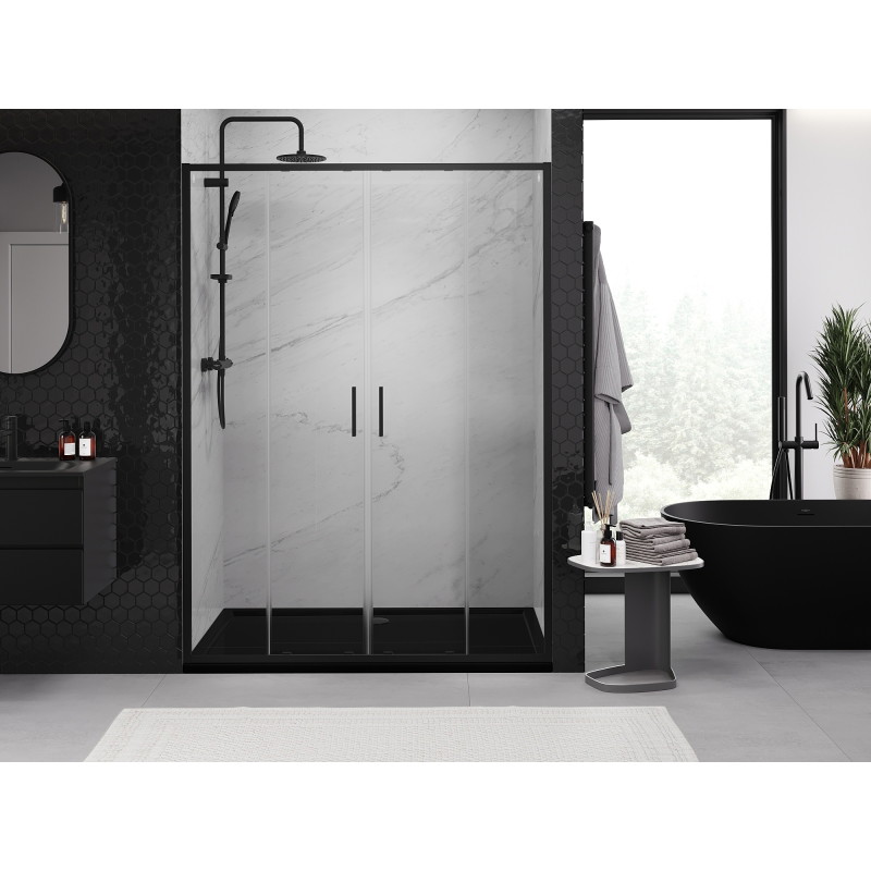Mexen Exo-S Duo porte de douche coulissante double 140 cm, transparente, noire - 8152-140-000-70-00